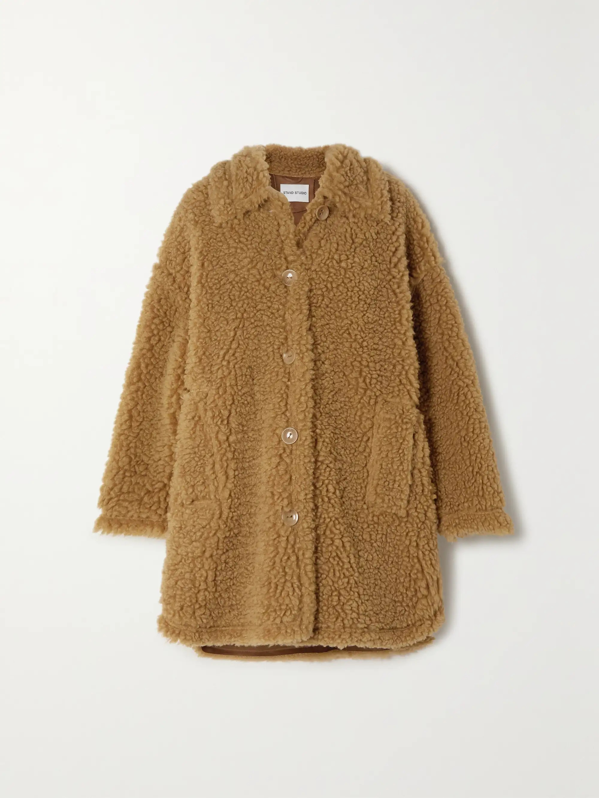 Tan Gwen faux shearling coat | STAND STUDIO | NET-A-PORTER | NET-A-PORTER (US)