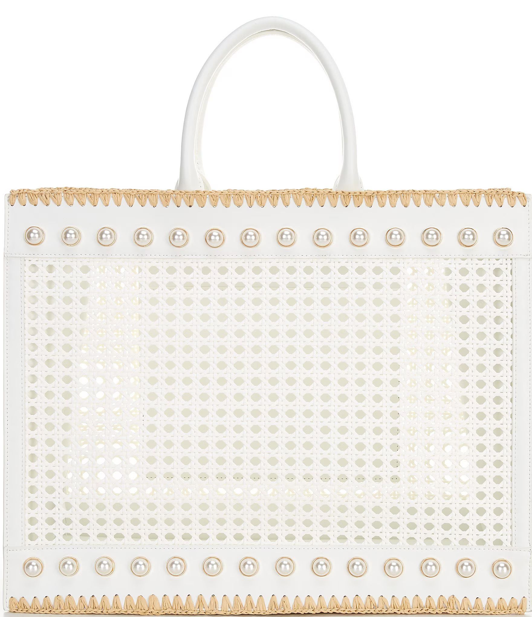 Woven Caned Leather Ellie Large Pearl Tote Bag | Dillard's