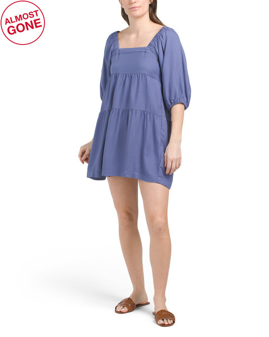 Elbow Sleeve Square Neck Mini Dress | TJ Maxx