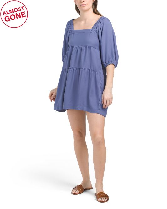 Elbow Sleeve Square Neck Mini Dress | TJ Maxx