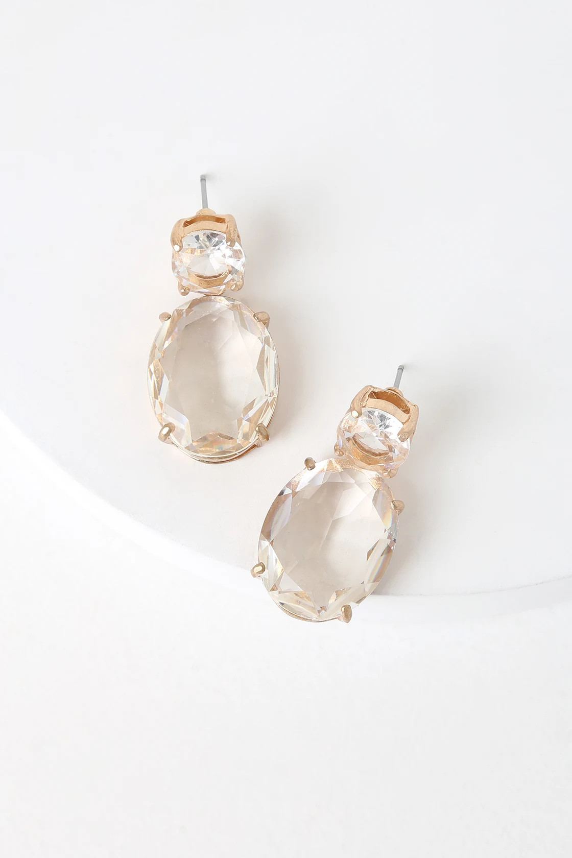Glamour Gold Rhinestone Earrings | Lulus (US)