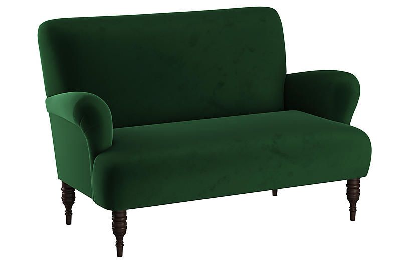 Nicolette Settee - Emerald Velvet | One Kings Lane