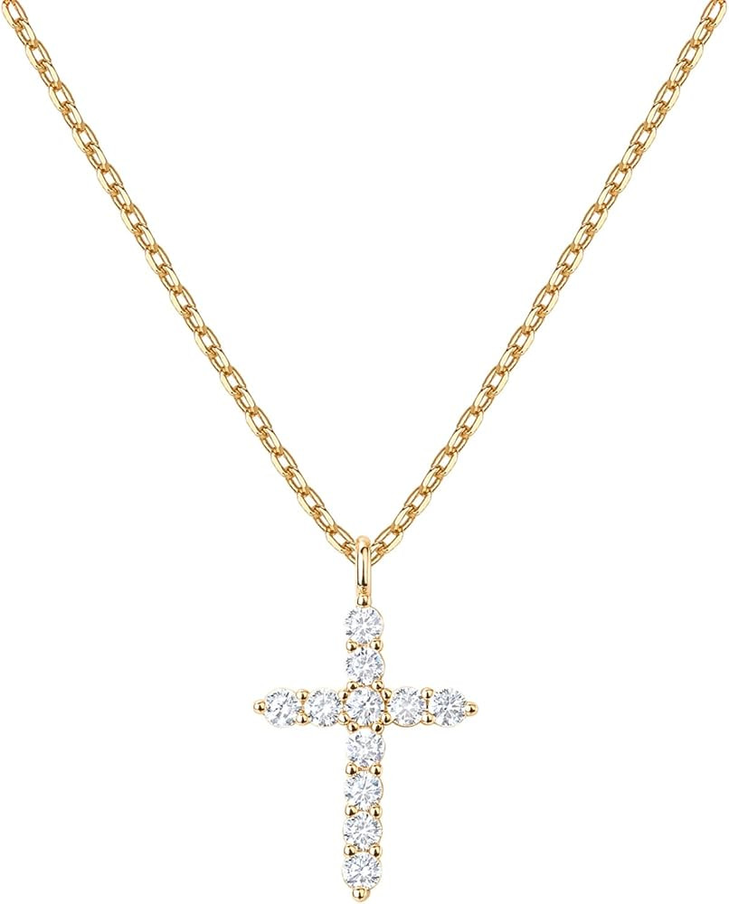 PAVOI 14K Gold Plated Cubic Zirconia Cross Necklace for Women | Cross Faith Pendant Necklaces | Amazon (US)