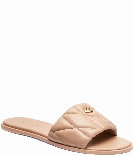 COACH Holly Leather Quilted Slide Sandals | Dillard's | Dillard's