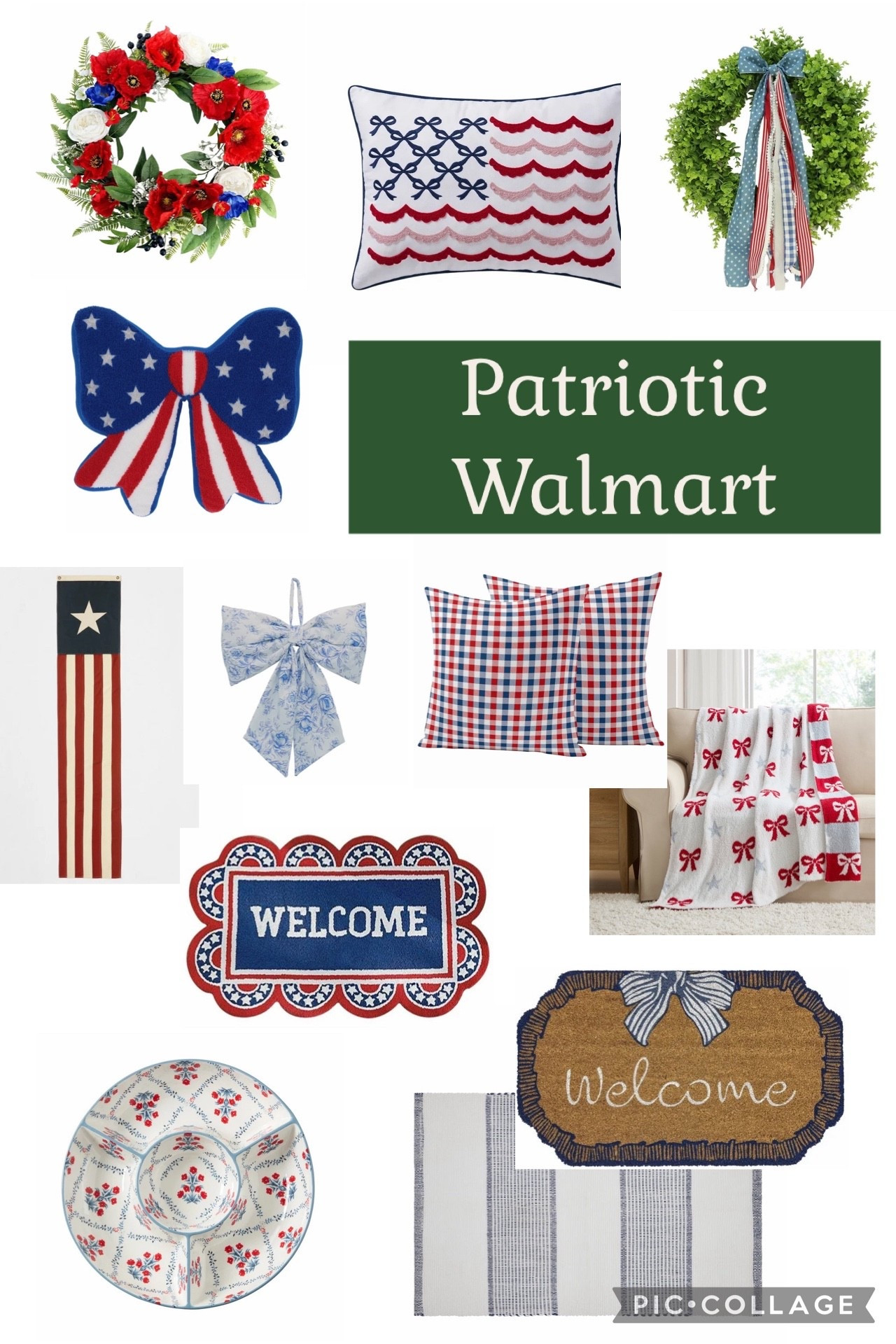 Patriotic decor at Walmart! 

Summer outdoor red white blue July 4th doormat rug flag pillows wreath 

#LTKHome #LTKSaleAlert #LTKSeasonal