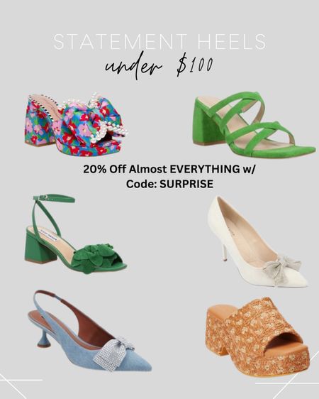 DSW sale  20% almost everything 

Statement heels under $100

#LTKparties #LTKfindsunder100