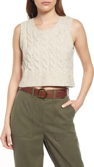 Crop Cable Knit Cotton Blend Sweater Tank | Nordstrom