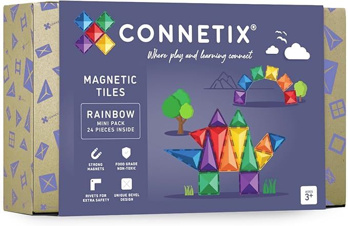 CONNETIX Magnetic Tiles Rainbow Mini Pack, 24 Pieces | Amazon (US)