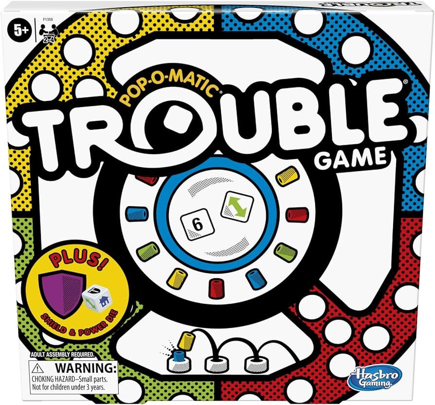 Hasbro Gaming Trouble Board Game, Includes Bonus Power Die and Shield, Family Game for 2-4 Player... | Amazon (US)