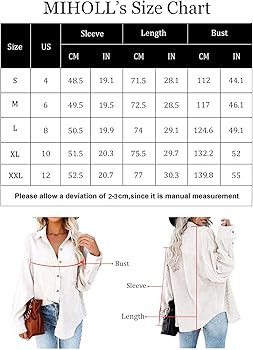 MIHOLL Women Corduroy Long Sleeve Button Down Collared Shirt Jacket Tops | Amazon (US)