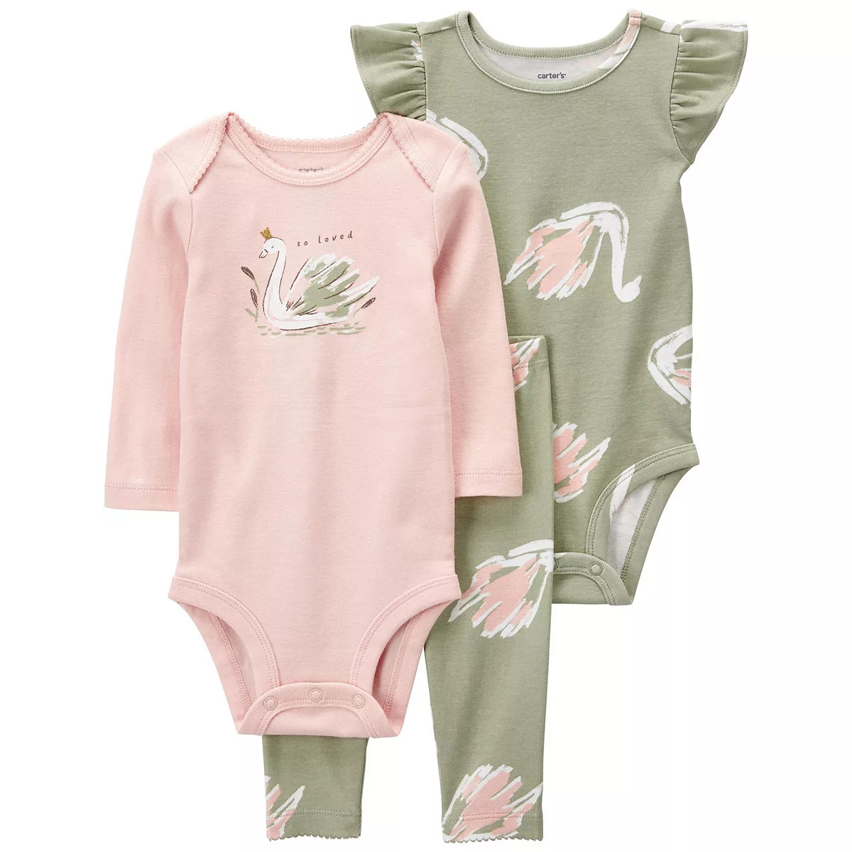 Baby Girl Carter's Swan Bodysuits & Pants Set | Kohl's