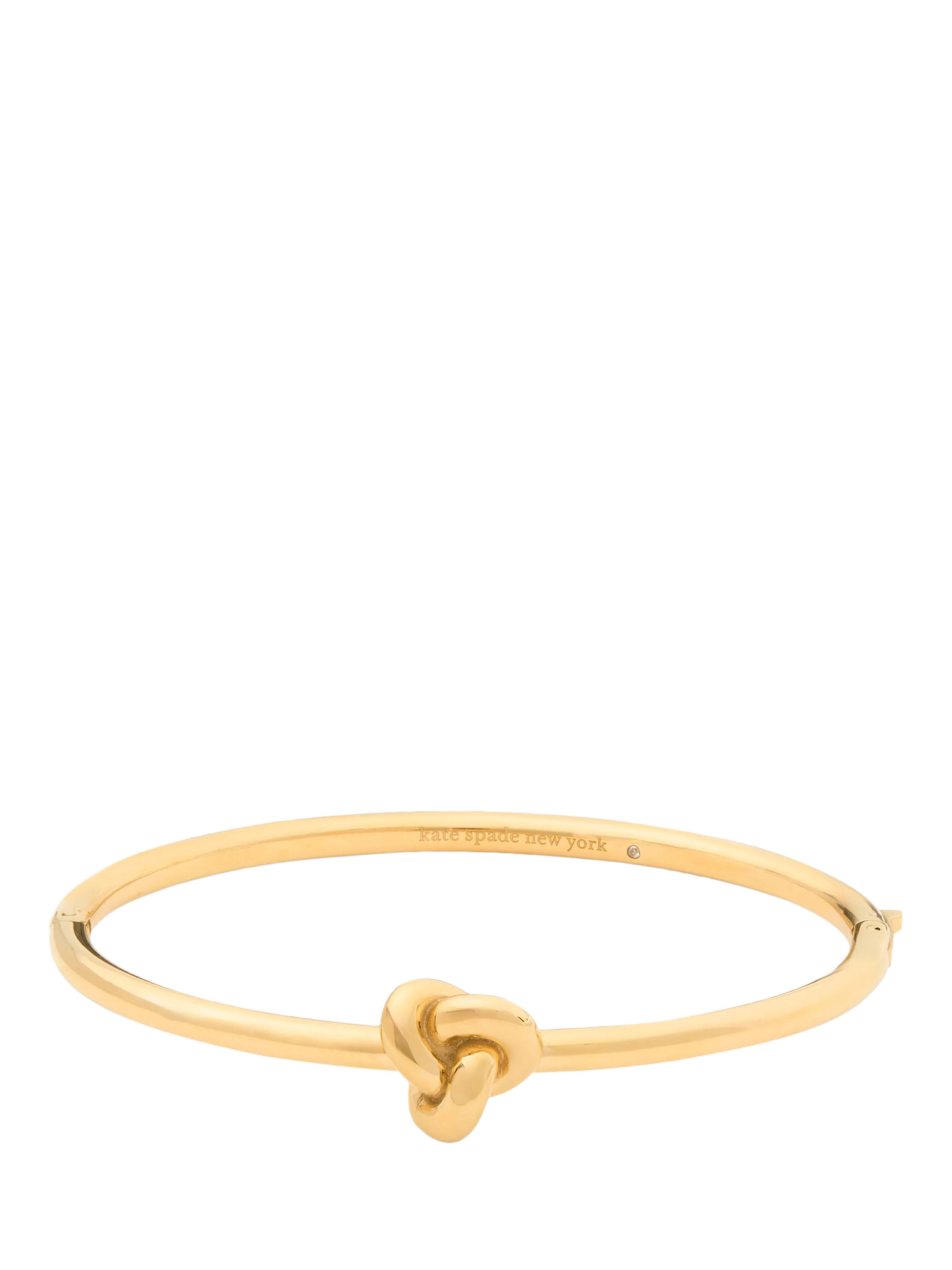 kate spade new york Cubic Zirconia Polished Knot Bangle, Gold | John Lewis (UK)
