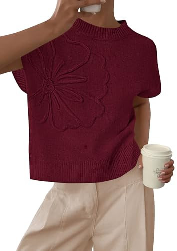 PRETTYGARDEN Women's 2026 Spring Sweater Vest Trendy Flower Knit Short Sleeve Cute Pullover Tank ... | Amazon (US)
