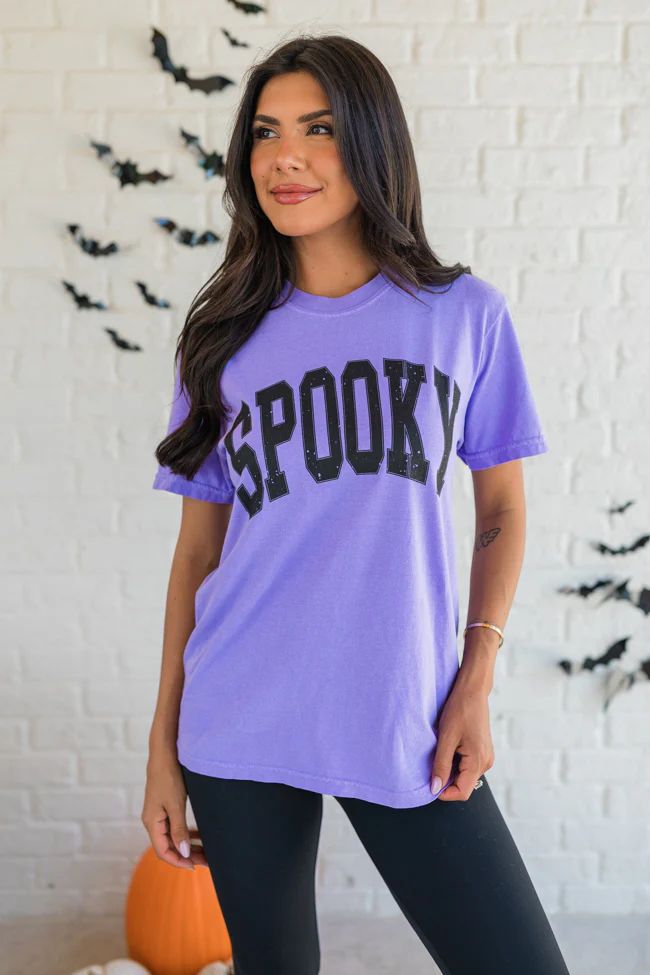 Spooky Block Violet Comfort Color Graphic Tee | Pink Lily