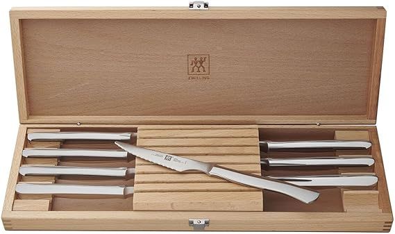 ZWILLING 8-Piece Stainless-Steel Steak Knife Set in Wood Gift Box | Amazon (US)