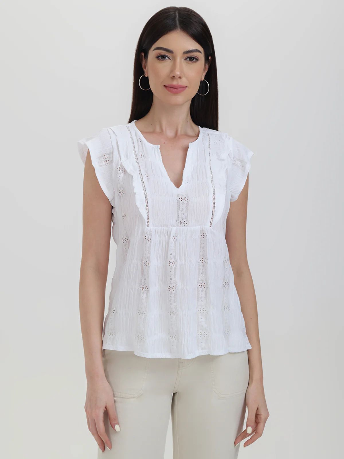 Pointelle Flutter Sleeve Top | 89th + Madison