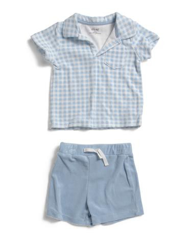 Infant Boys 2pc Gingham Terry Top And Shorts Set | TJ Maxx