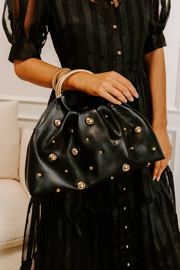 Harper Faux Leather Studded Purse in Black | Impressions Online Boutique