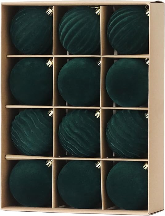 Senjie 3.15 inch Christmas Tree Ornaments Velvet Balls,12PCS Flocked Decoration Balls Ornaments S... | Amazon (US)