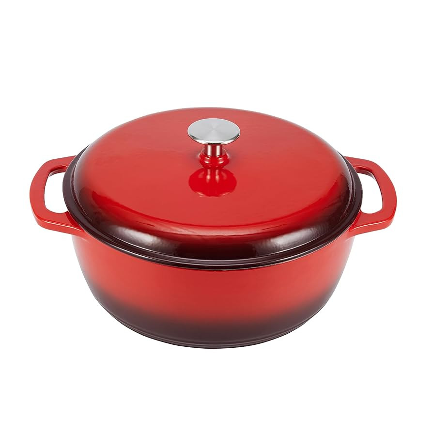 Amazon Basics Cast Iron Dutch Oven Pot with Lid, Enameled, Round, Dual Handles, Heavy-Duty, Mediu... | Amazon (US)