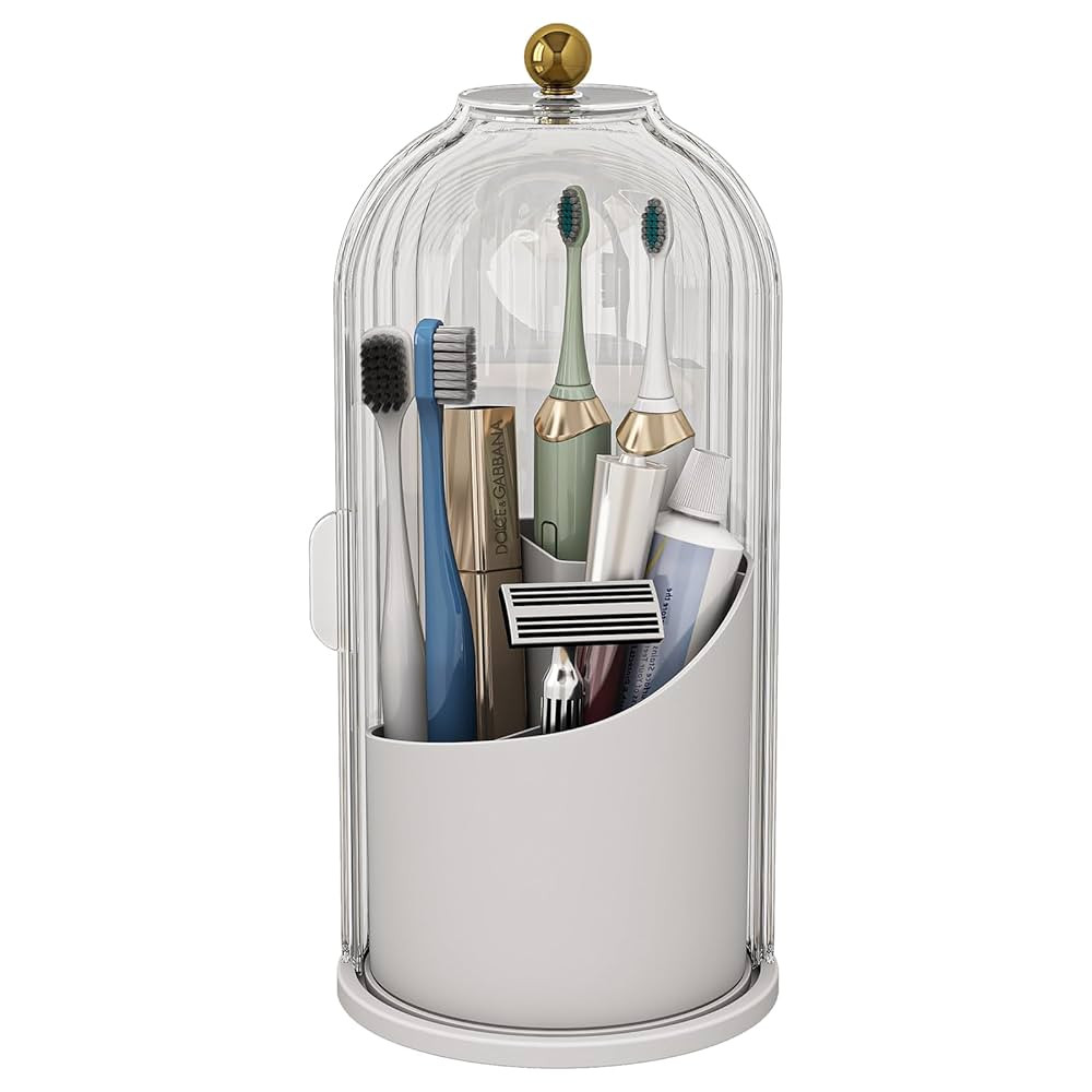 Dustproof Toothbrush Holders with Cover, Rotating Electric Toothbrush and Toothpaste Holder for B... | Amazon (US)