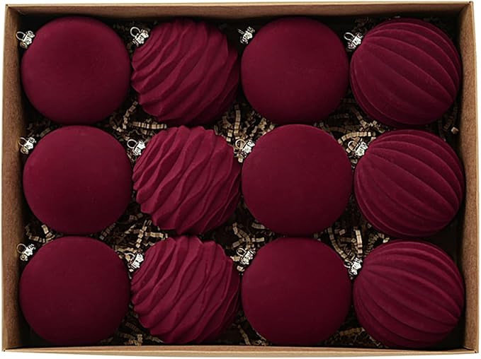 Velvet Christmas Ornaments 24 Pcs 3.1 Inches Large Christmas Balls Shatterproof Baubles Xmas Ball... | Amazon (US)