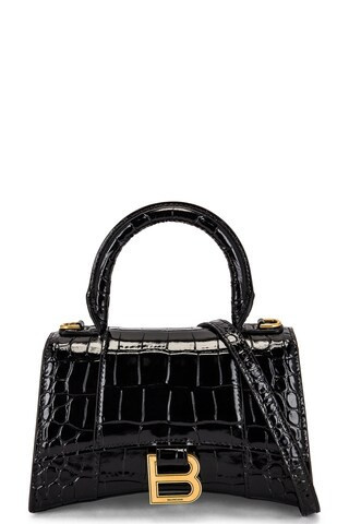 Balenciaga XS Hourglass Top Handle Bag in Black | FWRD 