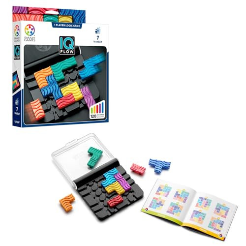 SmartGames IQ Flow – Travel Logic Sliding Puzzle Game with 120 Challenges, STEM Brain Teaser for Kids and Adults, Compact Single Player Sliding Puzzle, Ages 7+ | Amazon (US)
