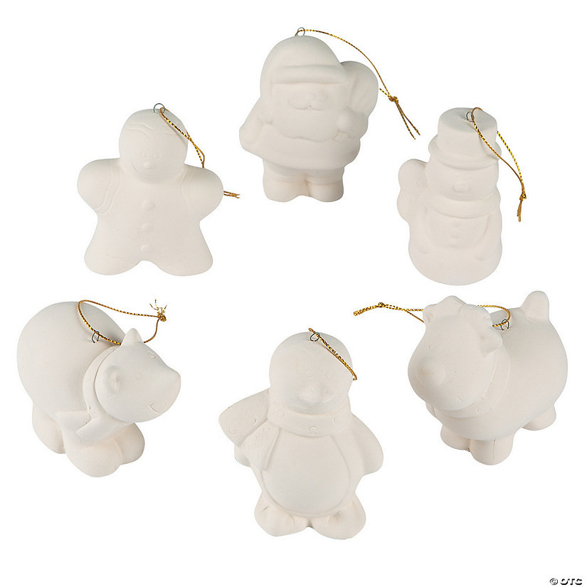 3" DIY Ceramic Holiday Character Christmas Ornaments - 12 Pc. | Oriental Trading Company