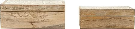 Creative Co-Op Handcarved & Whitewashed Mango Wood Boxes (Set of 2 Sizes) Misc Non-Food Storage, ... | Amazon (US)