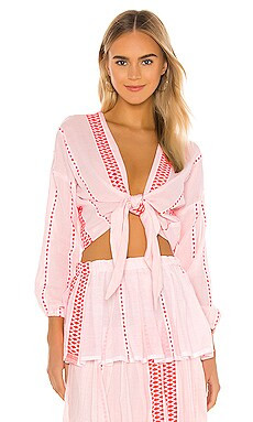 Lemlem Jemari Cropped Tie Top in Coral from Revolve.com | Revolve Clothing (Global)