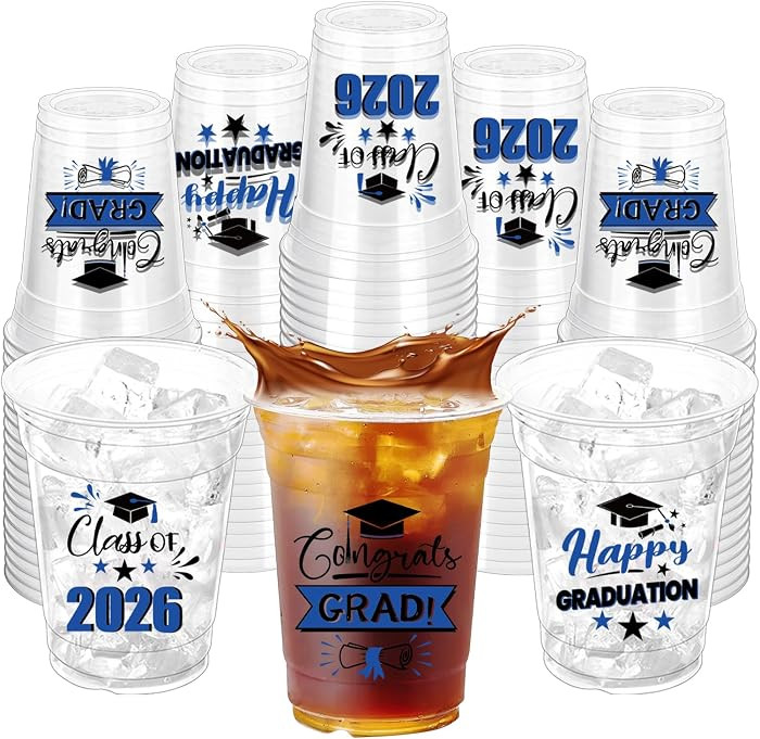 100 Pcs 2026 Graduation Plastic Cups 12oz, 2026 Graduation Party Supplies Class of 2026 Disposabl... | Amazon (US)