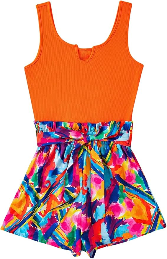 SOLY HUX Women's Summer Sleeveless Belted Tank Romper Short Jumpsuit | Amazon (US)