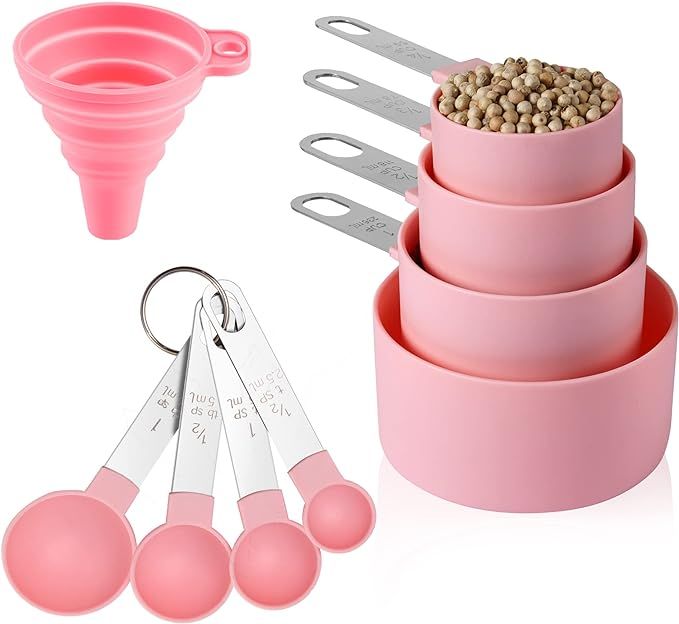 Measuring Cups and Spoons Set of Huygens Kitchen Gadgets 8 Pieces, Stackable Stainless Steel Hand... | Amazon (US)