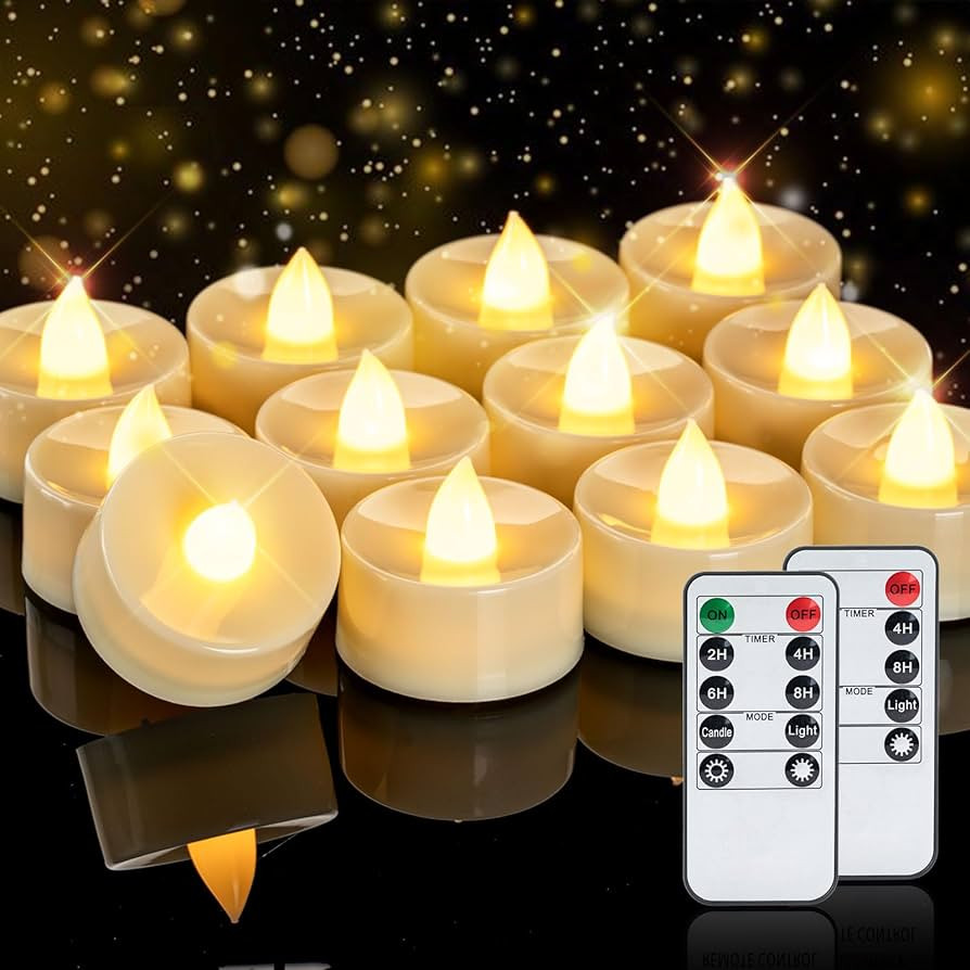 Homemory 24pcs Flameless LED Tea Lights with Remote & Timer, 400+Hours Realistic Flickering Batte... | Amazon (US)