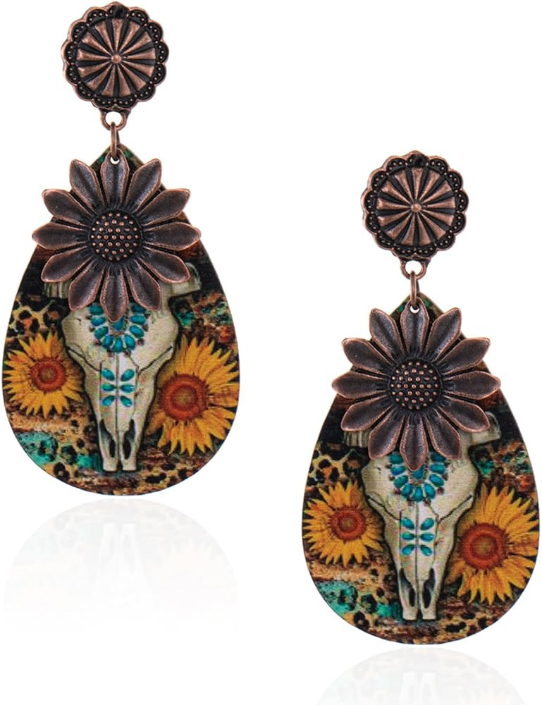 Rustic Couture's Western Turquoise Earrings for Women Statement Western Country Jewelry | Amazon (US)