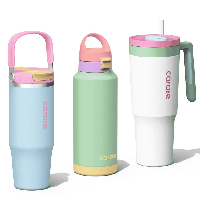 Carote Juego de 3 Vasos Aislados de Acero Inoxidable, 40 fl Oz1 y 32 fl Oz2, Tazas de Viaje a Pru... | Walmart (US)