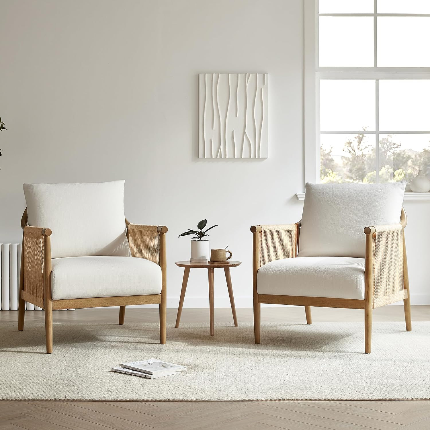 CHITA Braid Armchair, Modern Accent Chair for Living Room, Cream | Amazon (US)
