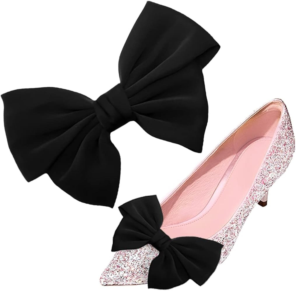 Tsangbaby Satin Bow Shoe Clips Dots Solid Color Shoe Clips Removable Shoe Clips Elegant Wedding P... | Amazon (US)