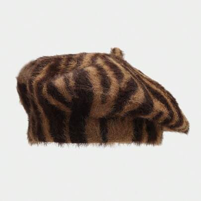 1 Beret Hat For Women,Autumn And Winter Fashion,Zebra Stripes,Fashionable Artist Hat,Street Style,Casual Beret, Suitable For Daily Photos And Shopping - Size one-size | SHEIN