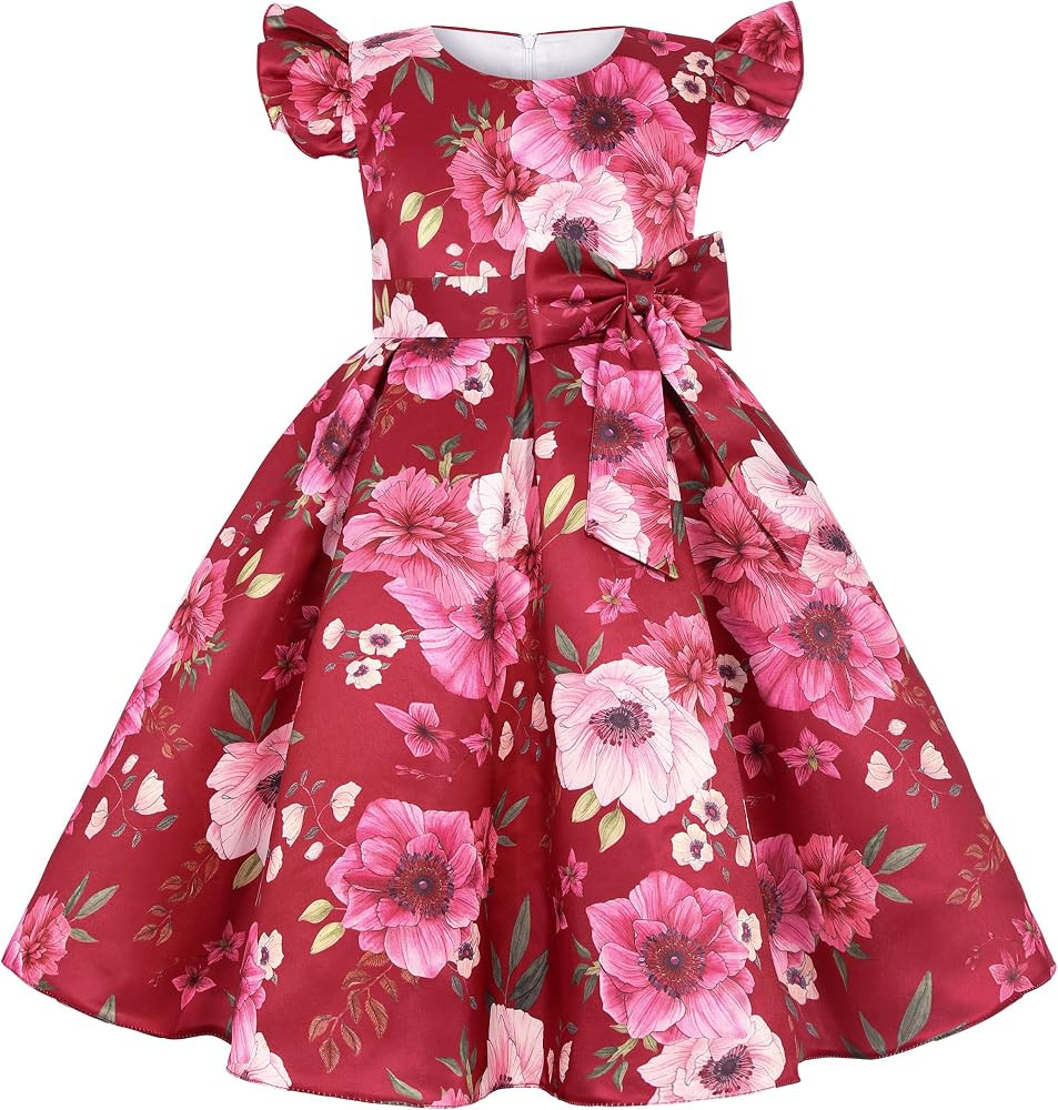 Princess Bow Design Girls Dress Girls Party Suitable for Aged 2-14 | Amazon (US)
