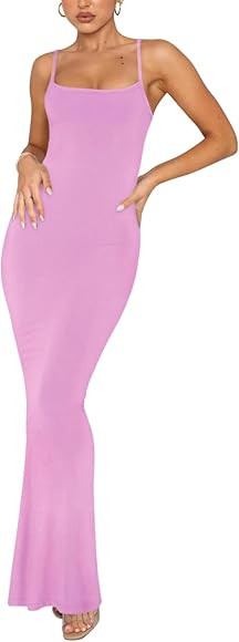 REORIA Damen Sexy Lounge Slip Langes Kleid Elegantes Hochzeitsgast ärmelloses rückenfreies Geri... | Amazon (DE)