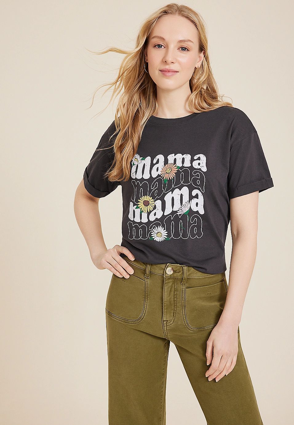 Floral Mama Oversized Graphic Tee | Maurices