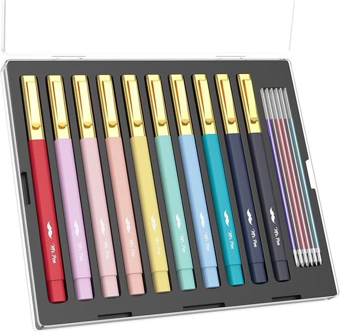 Mr. Pen- Aesthetic Pens, 10 Pack, Colorful Ink with Case and 12 Refills, Fast Dry, No Smear Bible... | Amazon (US)