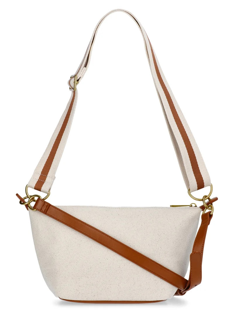 Free Assembly Women's Canvas Crossbody Handbag, Natural | Walmart (US)
