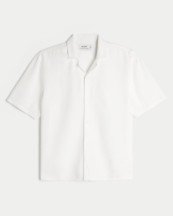 Boxy Short-Sleeve Linen-Blend Shirt | Hollister (US)