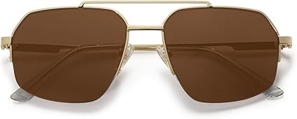 SOJOS Trendy Aviator Sunglasses Mens Womens Retro Double Bridge Metal Frame Semi-Rimless Shades S... | Amazon (US)