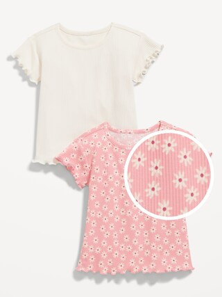 Rib-Knit Lettuce-Edge T-Shirt 2-Pack for Toddler Girls | Old Navy (US)