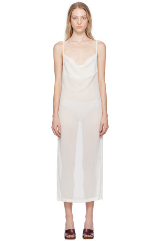 White Cowl Neck Maxi Dress | SSENSE