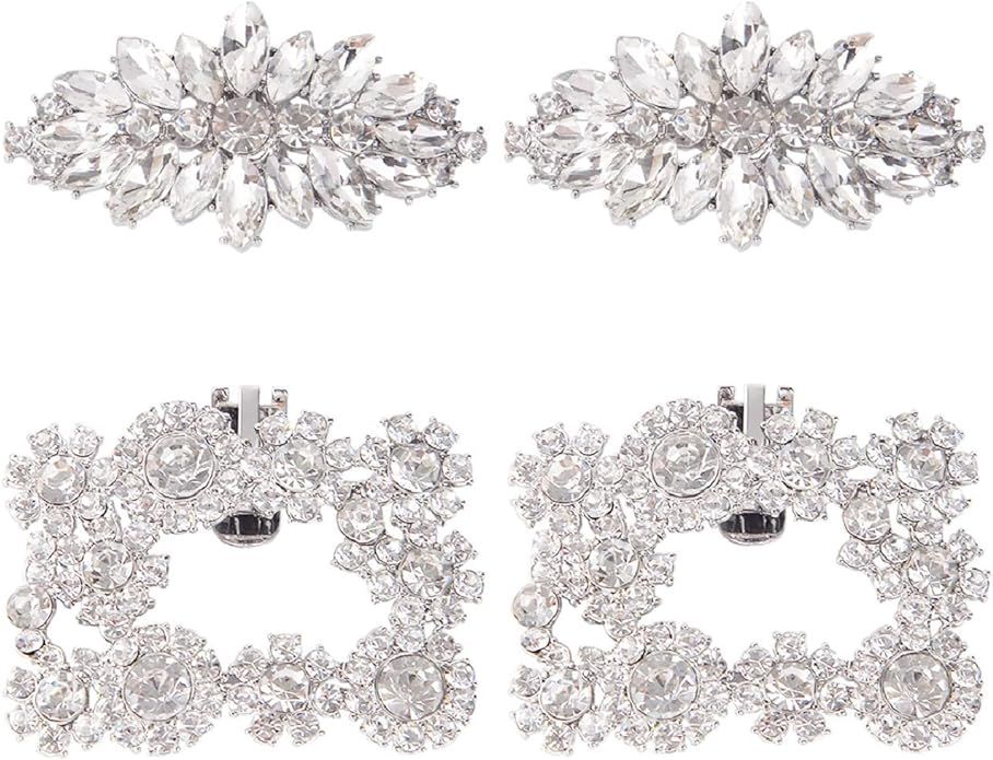 kilofly Elegant Rhinestone Crystal Metal Shoe Clips Wedding, Set of 2 Pairs | Amazon (US)